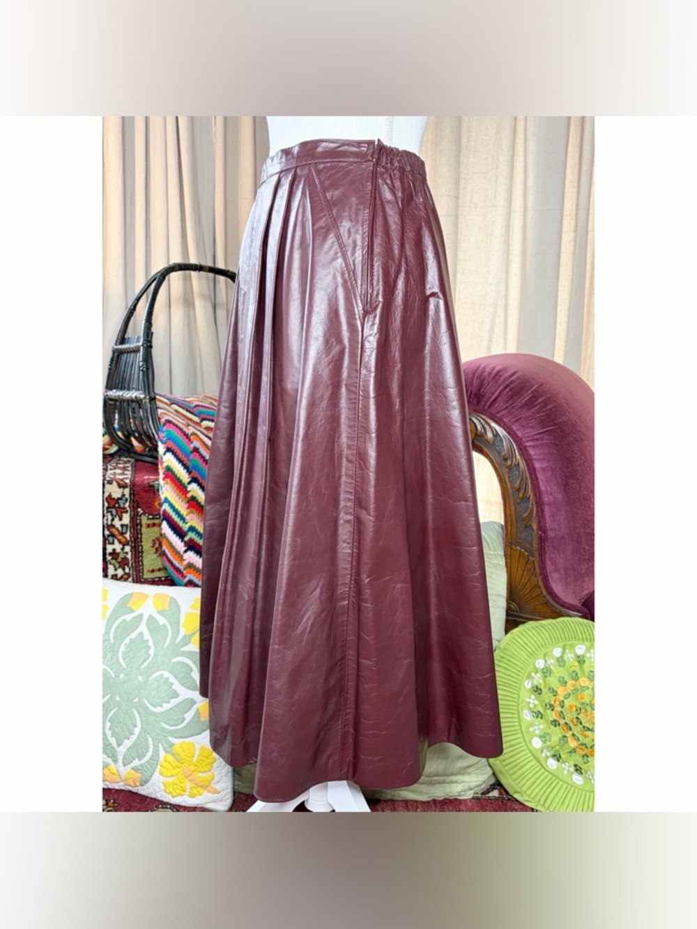 70s Leather A-Line Skir - Picture 8 of 9